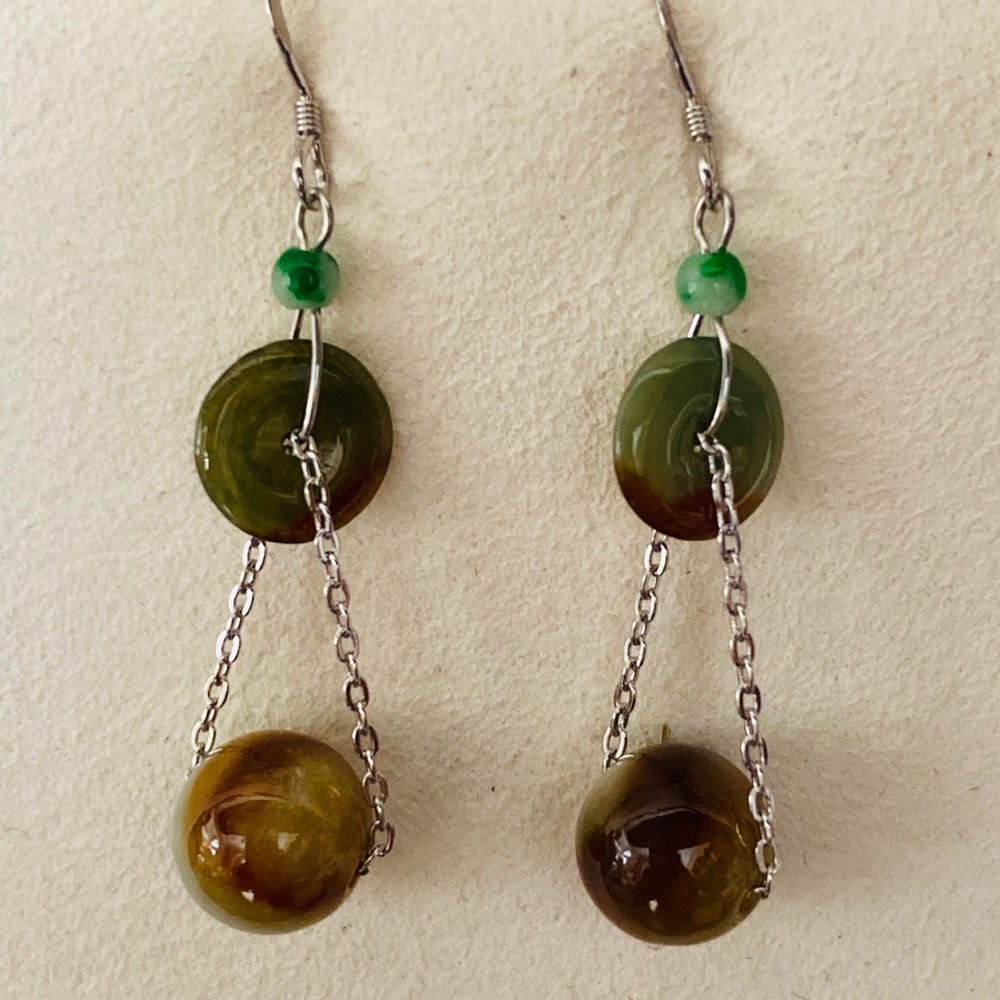 Hand made jade earrings